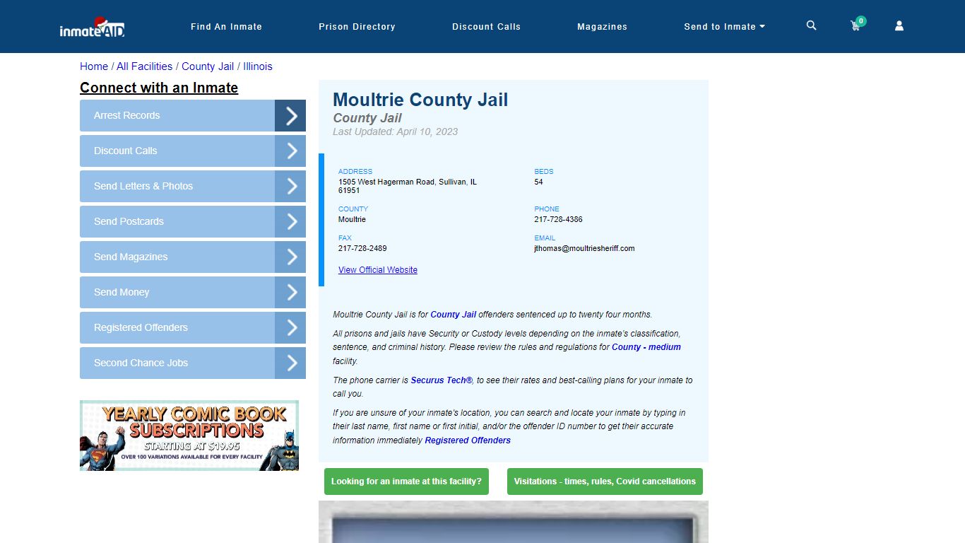 Moultrie County Jail - Inmate Locator - Sullivan, IL